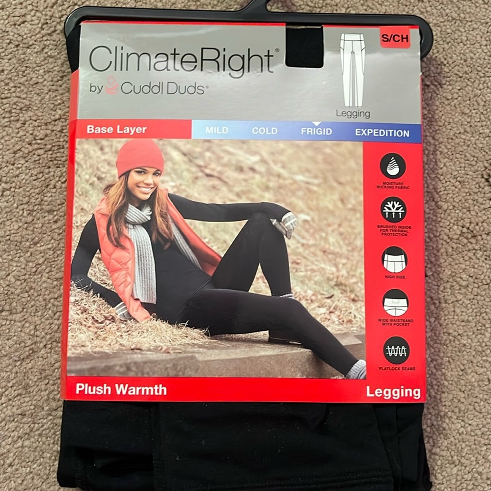 Cuddl Duds ClimateRight Plush Warmth Leggings Black Small